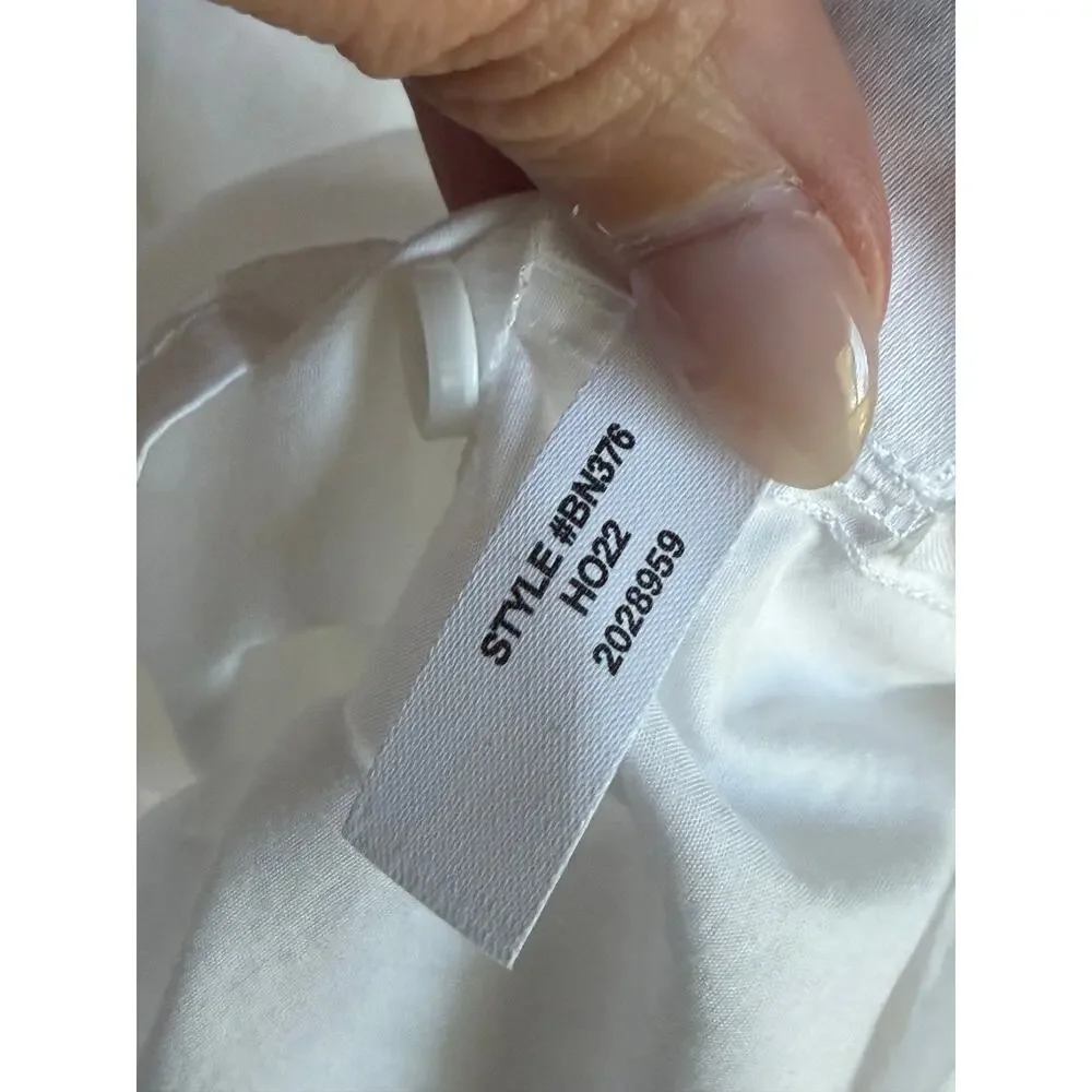 J. Crew Long Sleeve Ruffle-Trim Cotton Poplin Button-Up Shirt White Women Size 8